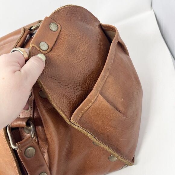 HAMMITT Suzy Duffle Oversized Weekend Large Brown Leather Diaper Bag - Studded - Picture 10 of 15